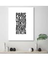 Paris London Tokyo typography - Modern painting for the living room | FEEBY
