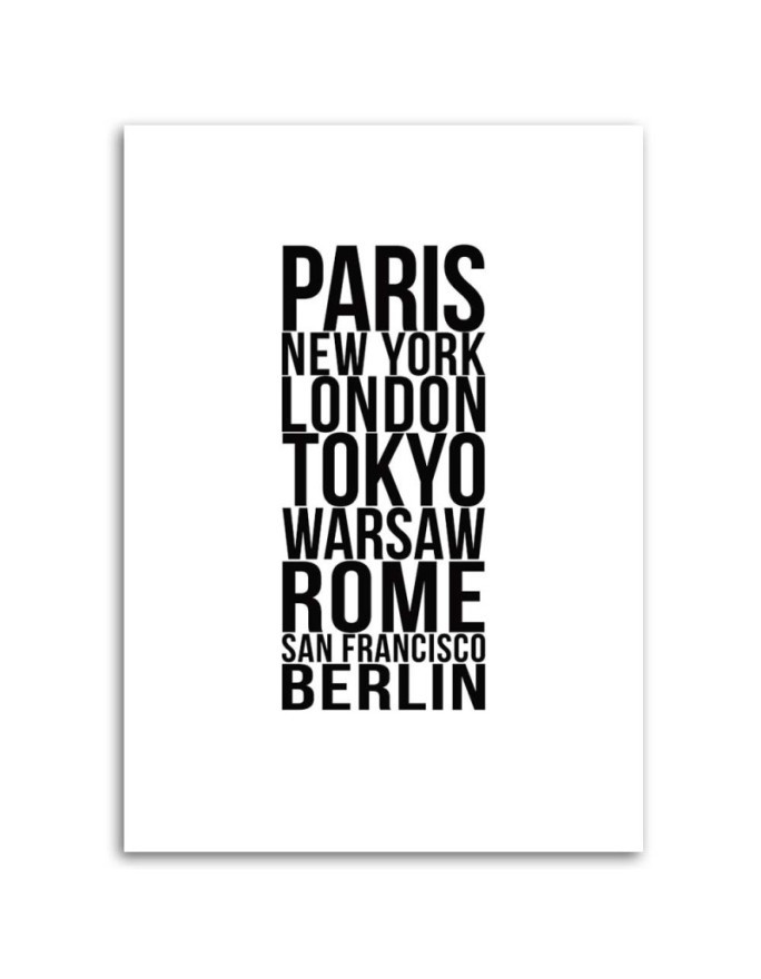 Paris London Tokyo typography - Modern painting for the living room | FEEBY