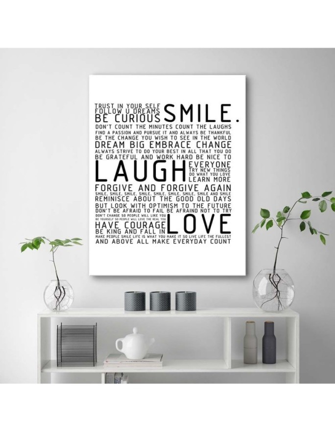 Smile laugh love Decorative painting for the wall. Dress your walls!| FEEBY