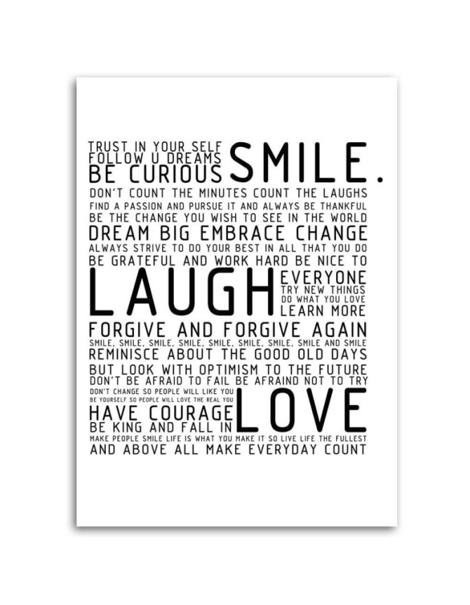 Smile laugh love Decorative painting for the wall. Dress your walls!| FEEBY