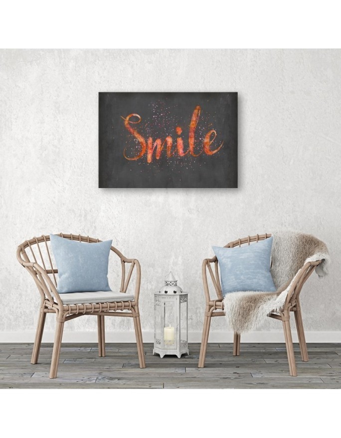 Orange Smile inscription - Modern wall art painting | FEEBY