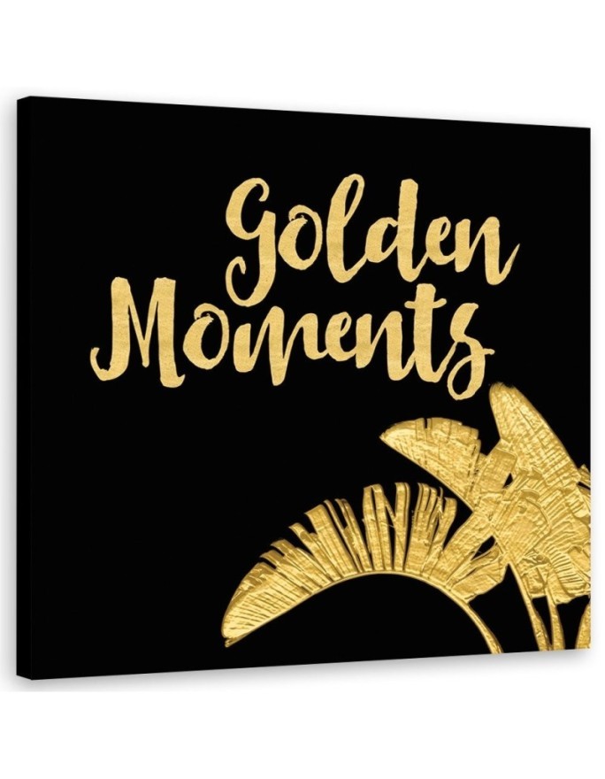 Golden leaves and inscription - Modern wall art painting | FEEBY