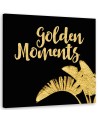 Golden leaves and inscription - Modern wall art painting | FEEBY