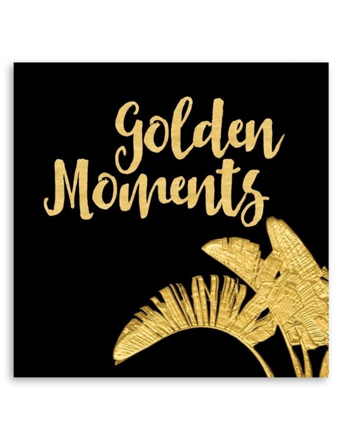 Golden leaves and inscription - Modern wall art painting | FEEBY