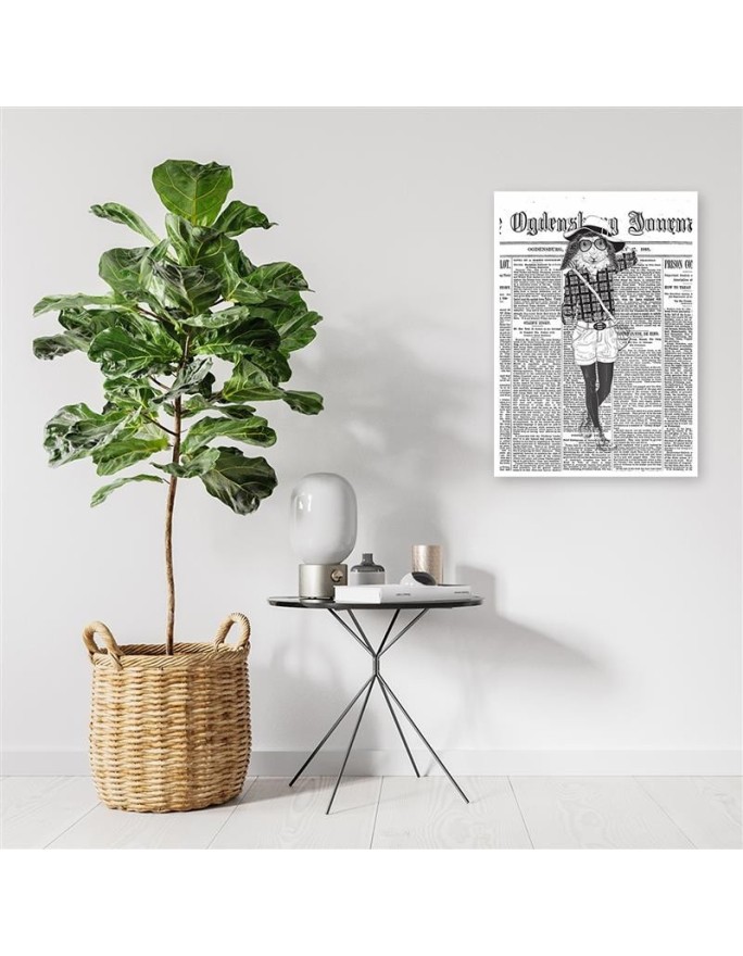 Wall art painting for teen room Fashionable rabbit newspaper article | FEEBY