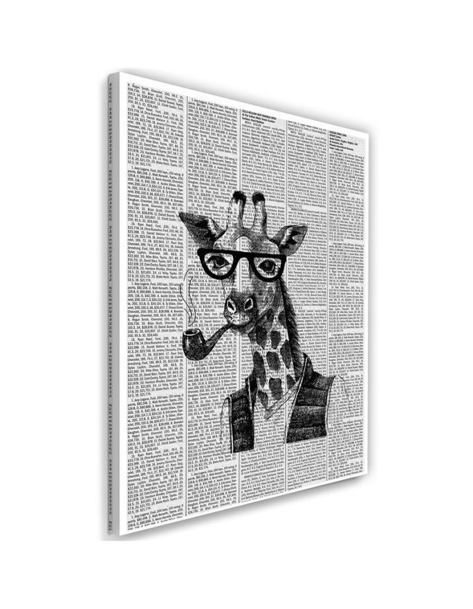 Wall art painting for living room Giraffe with pipe newspaper article | FEEBY