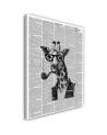Wall art painting for living room Giraffe with pipe newspaper article | FEEBY