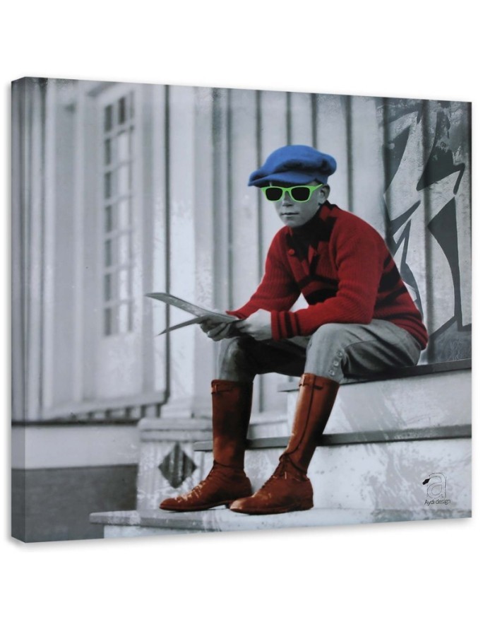 Teenage wall art decoration Young boy with glasses | FEEBY