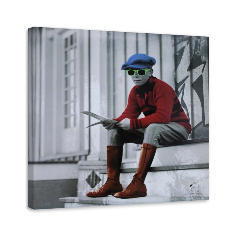 Teenage wall art decoration Young boy with glasses | FEEBY
