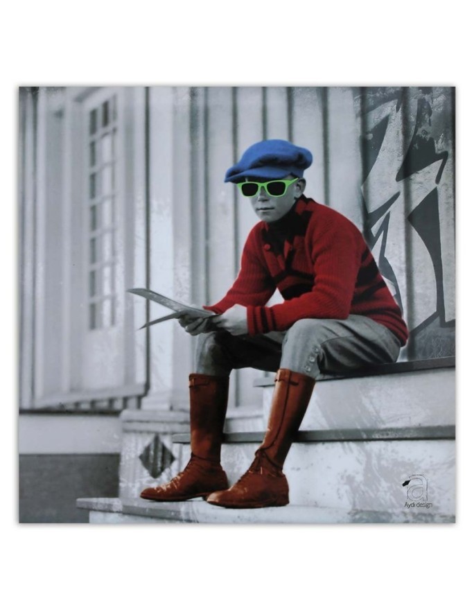 Teenage wall art decoration Young boy with glasses | FEEBY