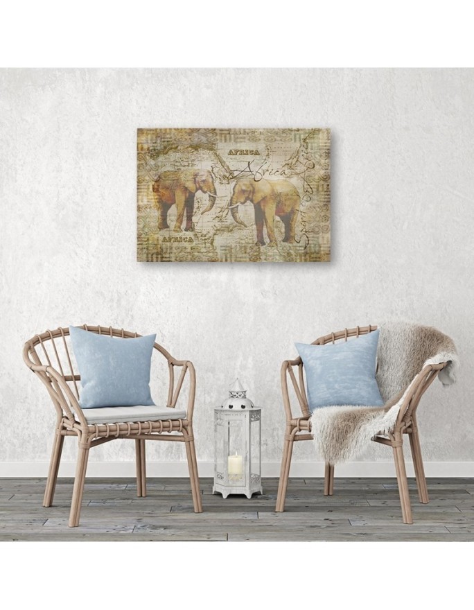 Bedroom wall art decoration Two vintage elephants | FEEBY