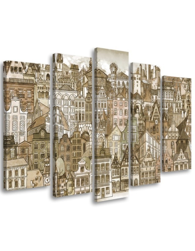 Living room wall art decoration Brown city | FEEBY