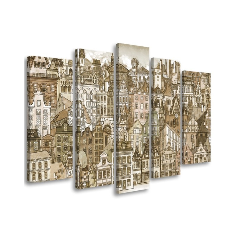 Living room wall art decoration Brown city | FEEBY
