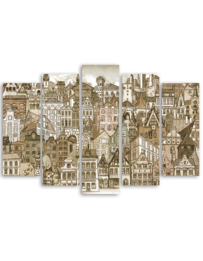 Living room wall art decoration Brown city | FEEBY