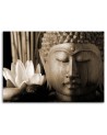 Buddha head with lily - Living room Canvas painting | FEEBY