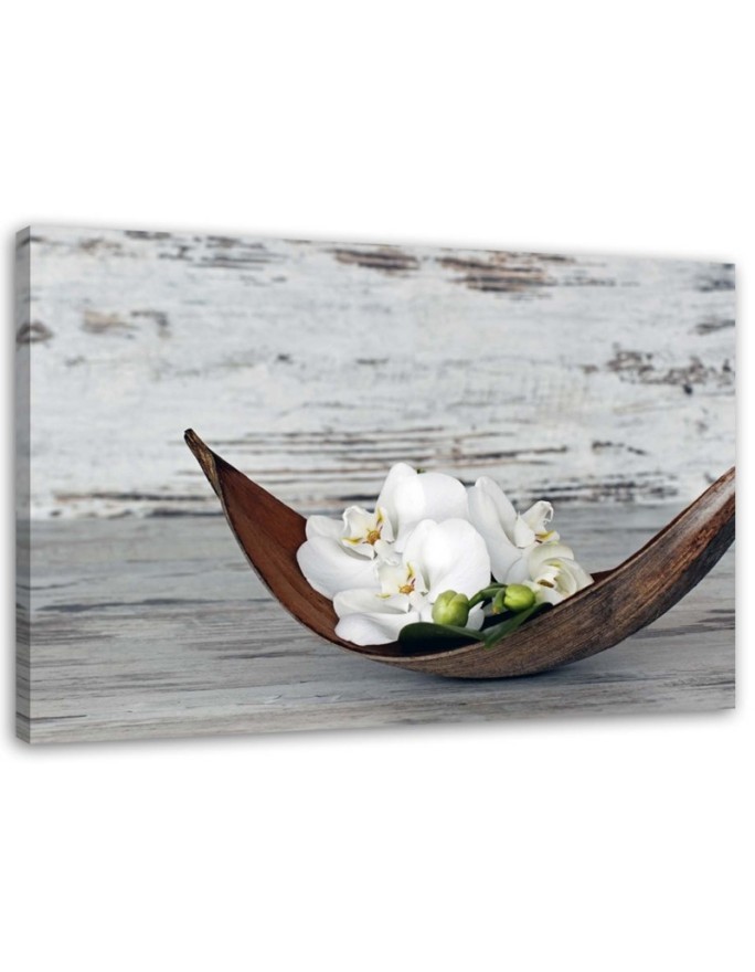White vintage orchid flowers - Modern wall Canvas painting | FEEBY