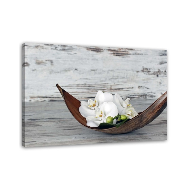 White vintage orchid flowers - Modern wall Canvas painting | FEEBY