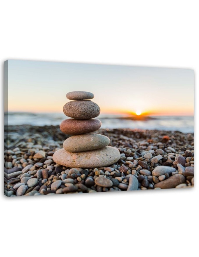 Zen stones on the beach - Modern decorative Canvas painting | FEEBY