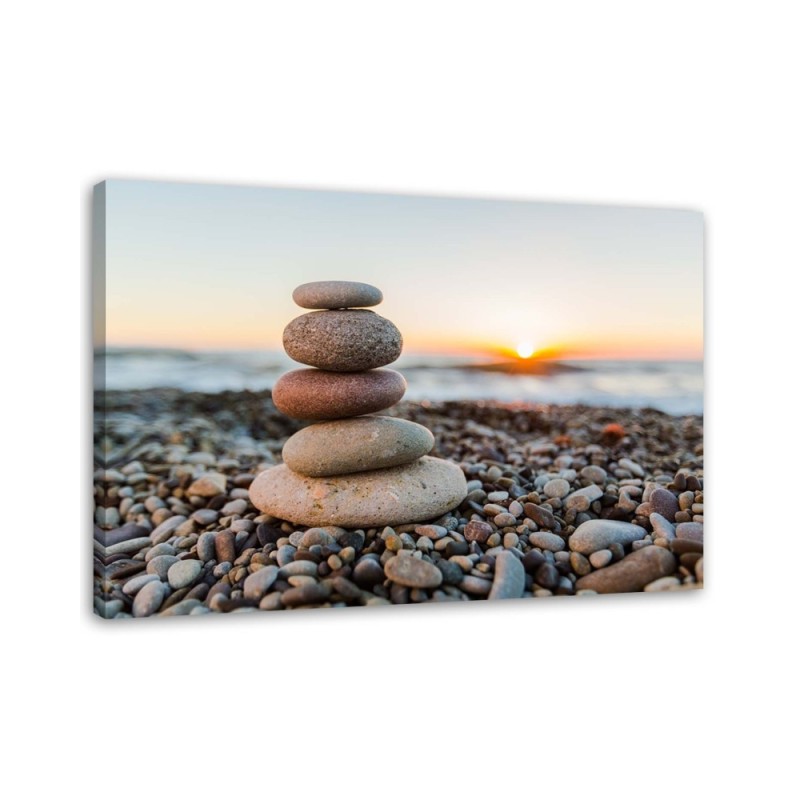 Zen stones on the beach - Modern decorative Canvas painting | FEEBY