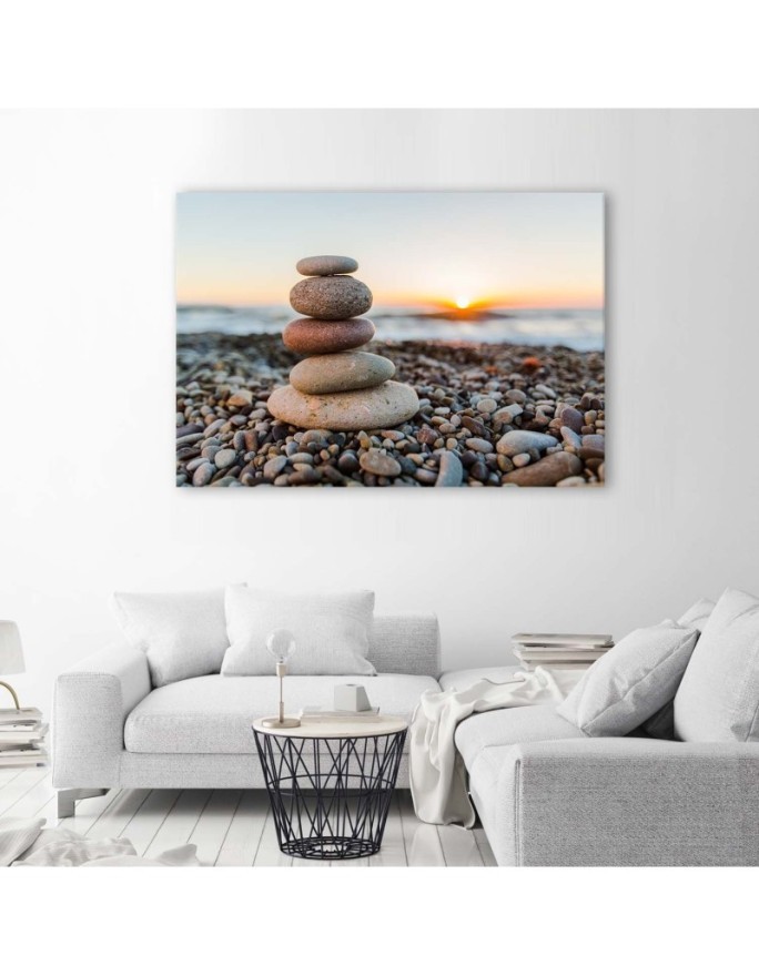 Zen stones on the beach - Modern decorative Canvas painting | FEEBY