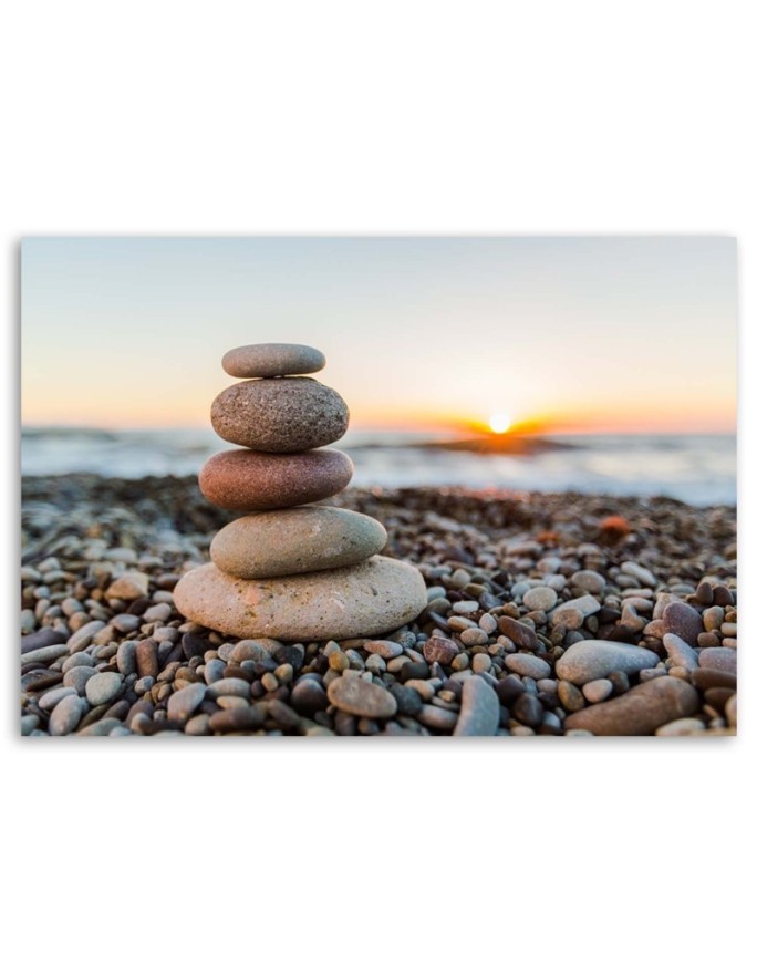Zen stones on the beach - Modern decorative Canvas painting | FEEBY