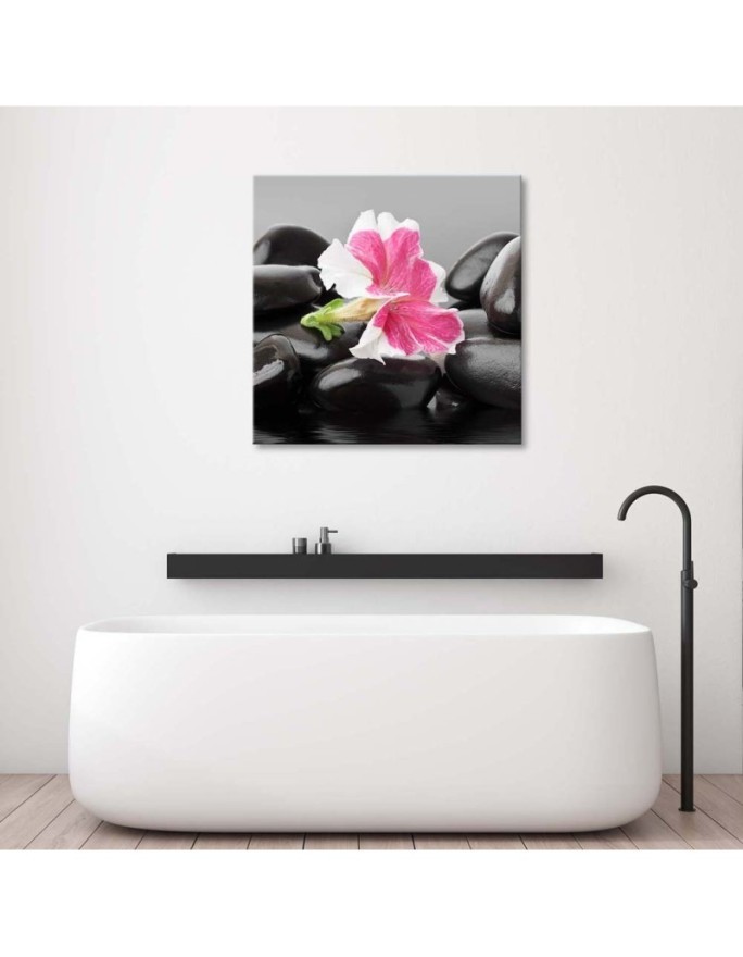 Pink flower on stones - Wall decoration for living room | FEEBY