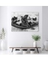 Canvas prints for bathroom Buddha and petals black and white | FEEBY
