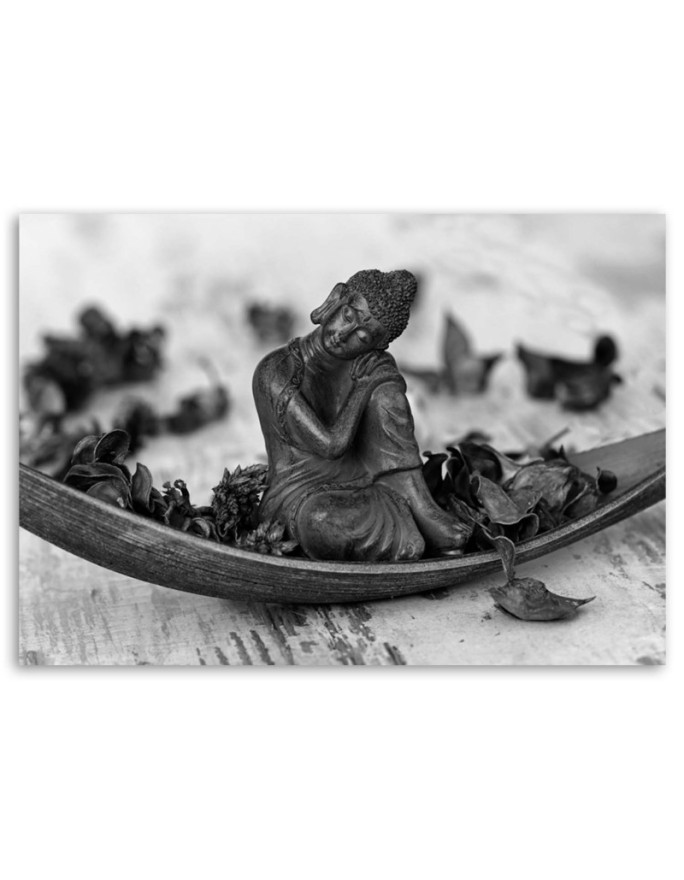 Canvas prints for bathroom Buddha and petals black and white | FEEBY