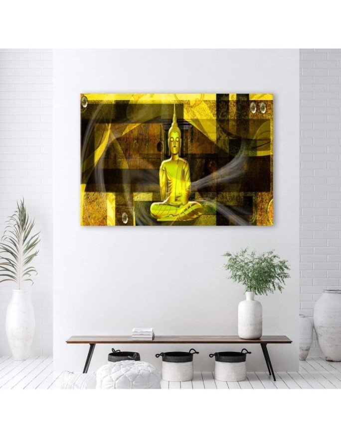 Canvas prints for bathroom Buddha figure on geometric background | FEEBY
