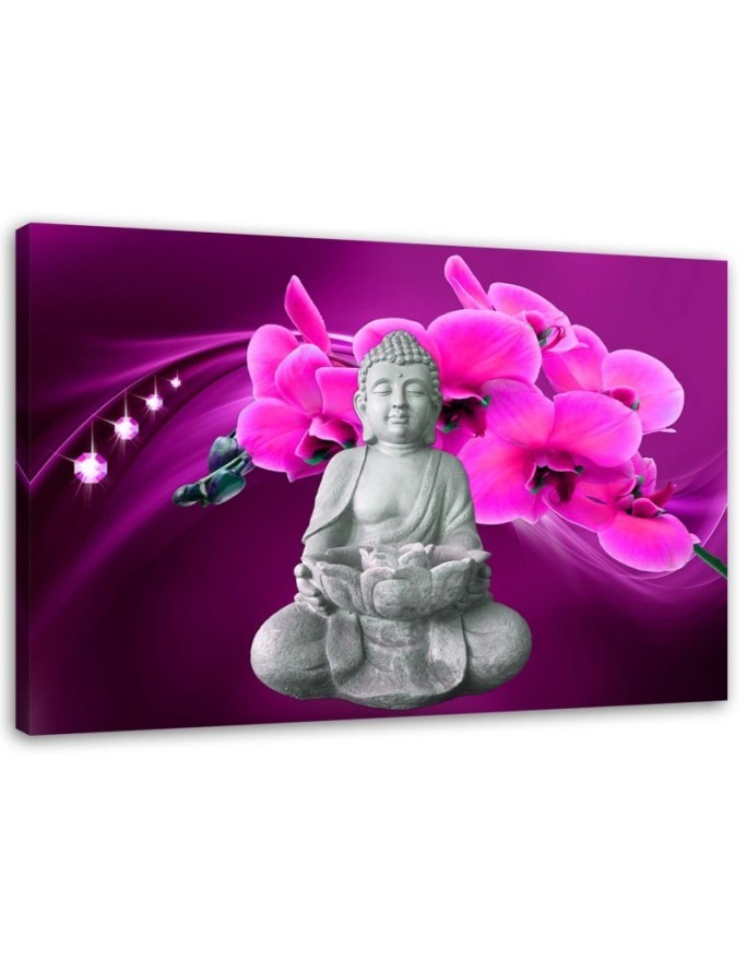 Canvas prints for bathroom Buddha with pink orchid | FEEBY