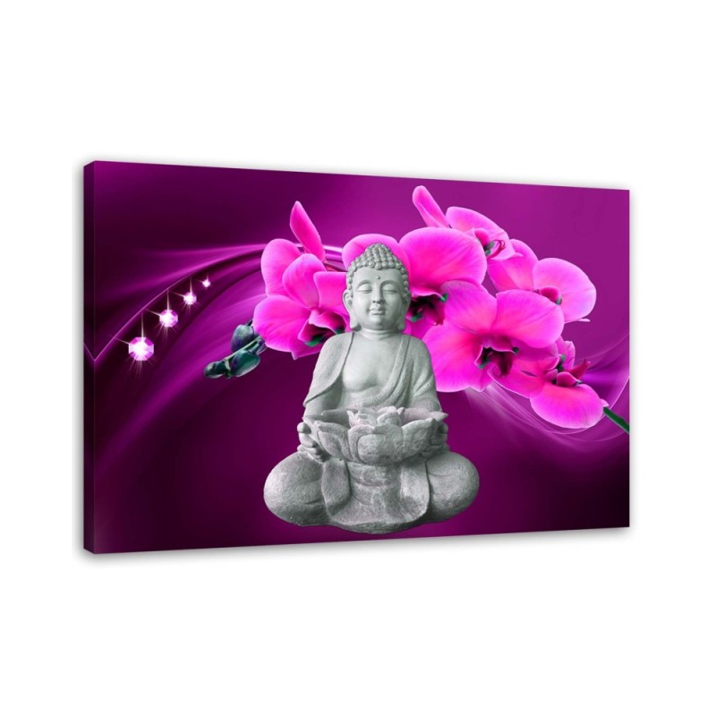 Canvas prints for bathroom Buddha with pink orchid | FEEBY