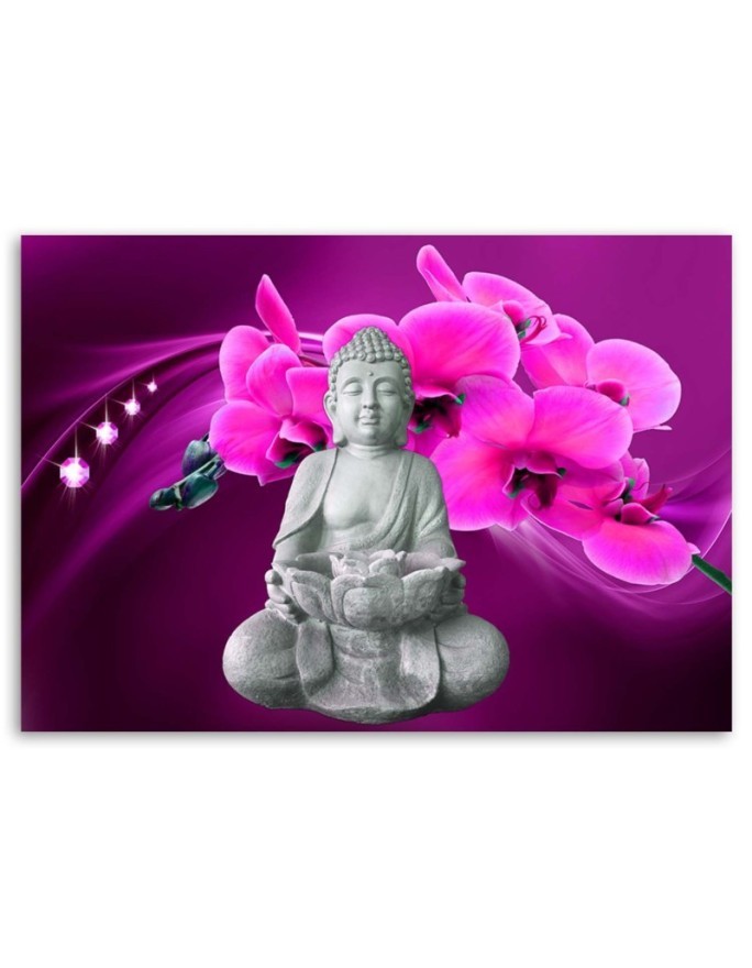 Canvas prints for bathroom Buddha with pink orchid | FEEBY