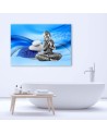 Modern Casnvas painting for bathroom Buddha figurine on blue background | FEEBY
