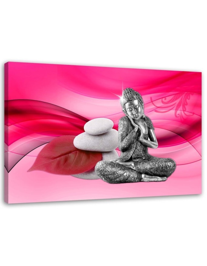 Modern Canvas painting for bathroom Buddha figurine on pink background | FEEBY