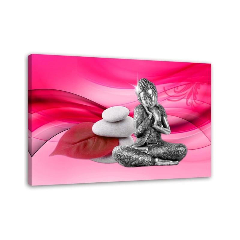 Modern Canvas painting for bathroom Buddha figurine on pink background | FEEBY