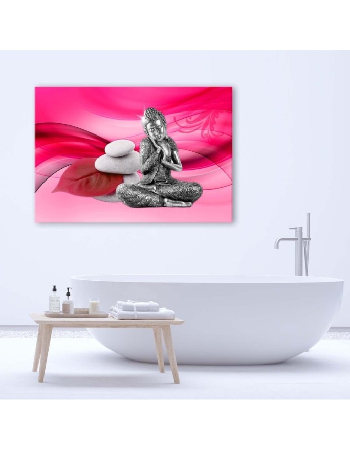 Modern Canvas painting for bathroom Buddha figurine on pink background | FEEBY