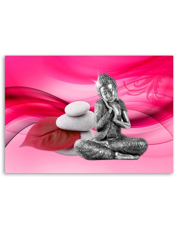 Modern Canvas painting for bathroom Buddha figurine on pink background | FEEBY