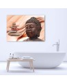 Wall art painting for bathroom Buddha head and stones pink | FEEBY