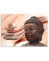 Wall art painting for bathroom Buddha head and stones pink | FEEBY