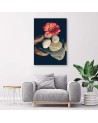 Wall art painting for bathroom Stones and red flower | FEEBY