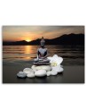 Wall art painting for bathroom Buddha against a sunset background | FEEBY
