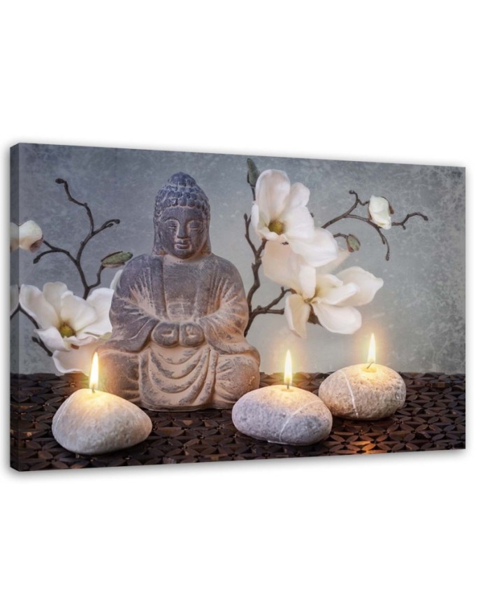 Wall art painting for bathroom Buddha and candles | FEEBY