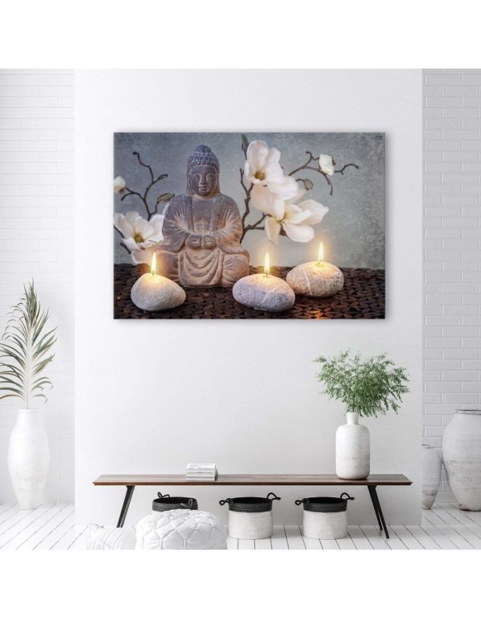 Wall art painting for bathroom Buddha and candles | FEEBY