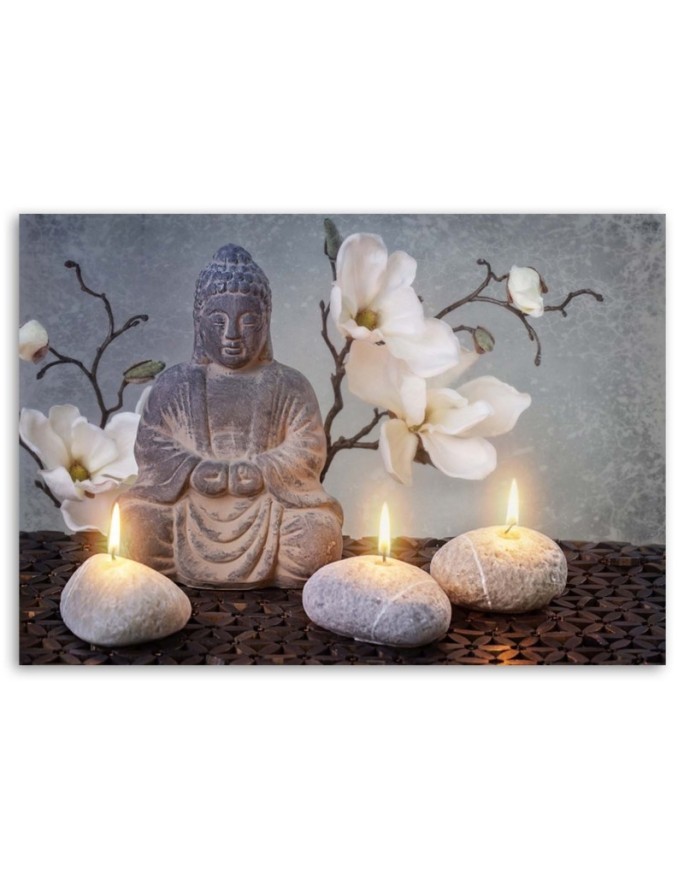 Wall art painting for bathroom Buddha and candles | FEEBY