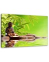 Wall Art painting for bathroom Buddha and bamboo leaves | FEEBY