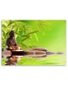 Wall Art painting for bathroom Buddha and bamboo leaves | FEEBY