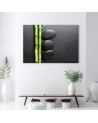 Wall art painting for living room Bamboo zen stones on black background | FEEBY
