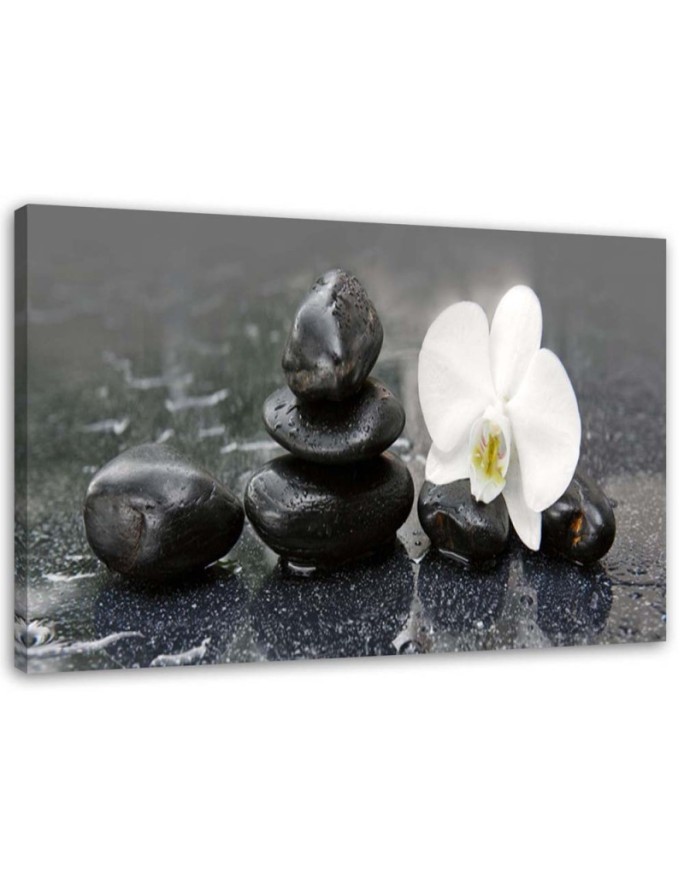 Wall art painting for living room Zen stones and orchid | FEEBY