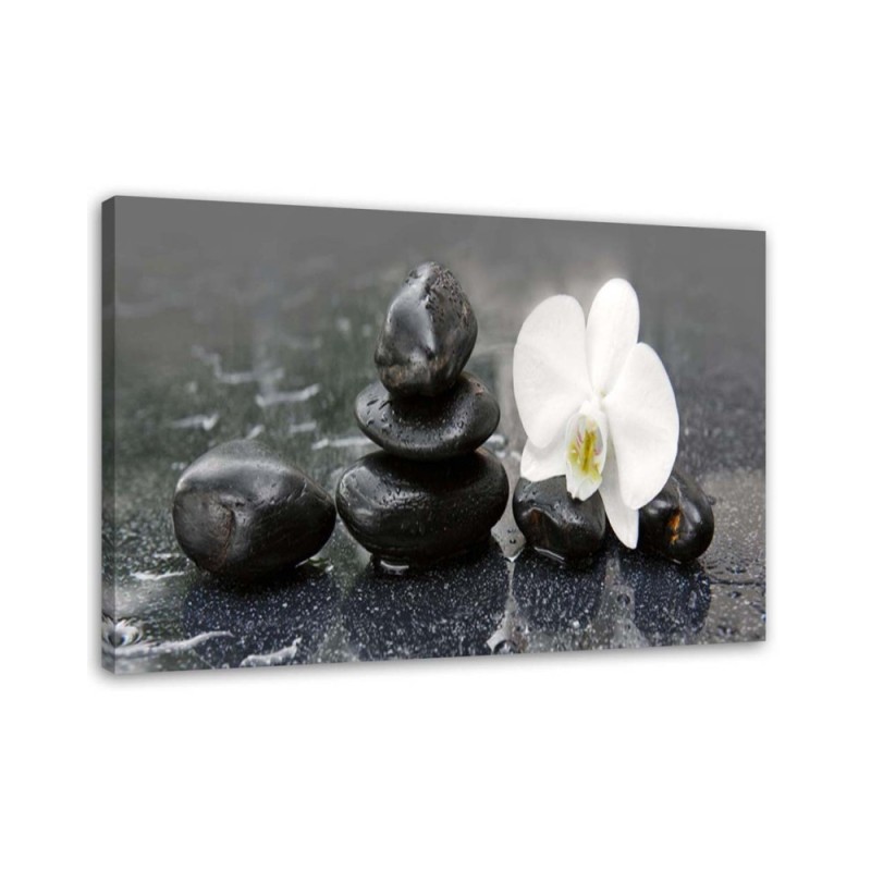 Wall art painting for living room Zen stones and orchid | FEEBY