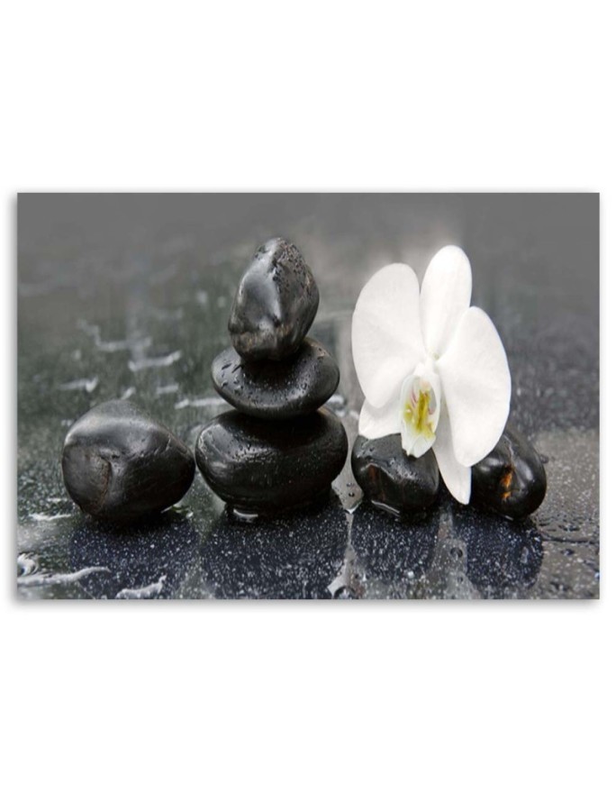 Wall art painting for living room Zen stones and orchid | FEEBY